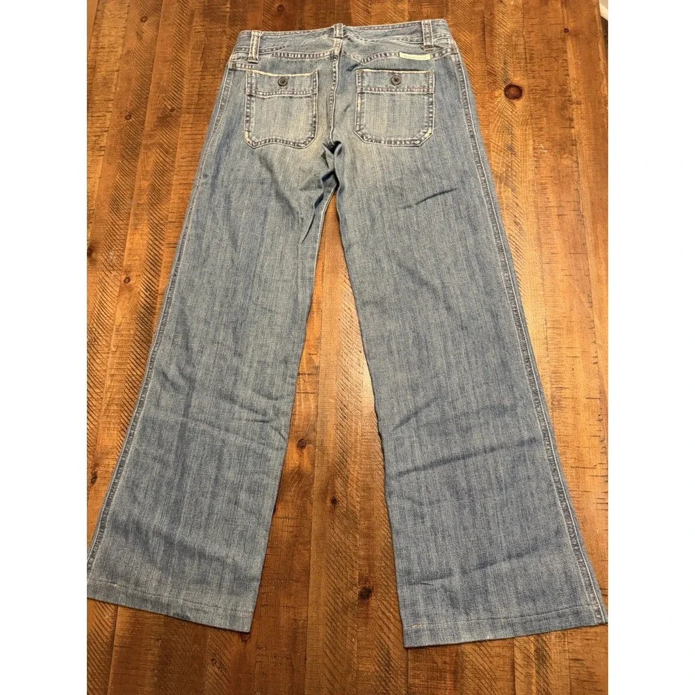 Vintage Abercrombie Fitch Y2K Flare Jeans Dark Wash Button Flap Pocket Size 4